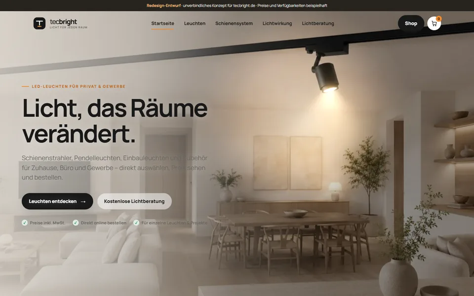 Tecbright Redesign-Entwurf für LED-Leuchten und Lichtsysteme